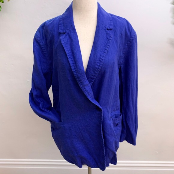 Madewell Blue Linen Oversized Blazer Size Small - Picture 11 of 11